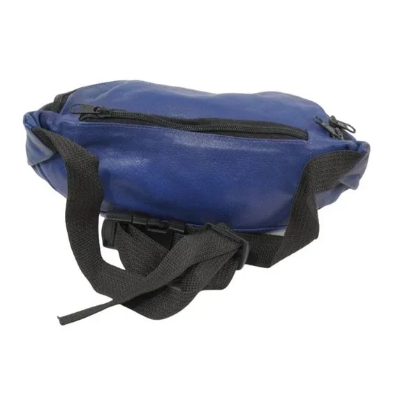 Fanny Pack, Cobalt Blue Leather, Waist Pack, Hip Purse, Retro Accessories Unisex - Picture 3 of 10
